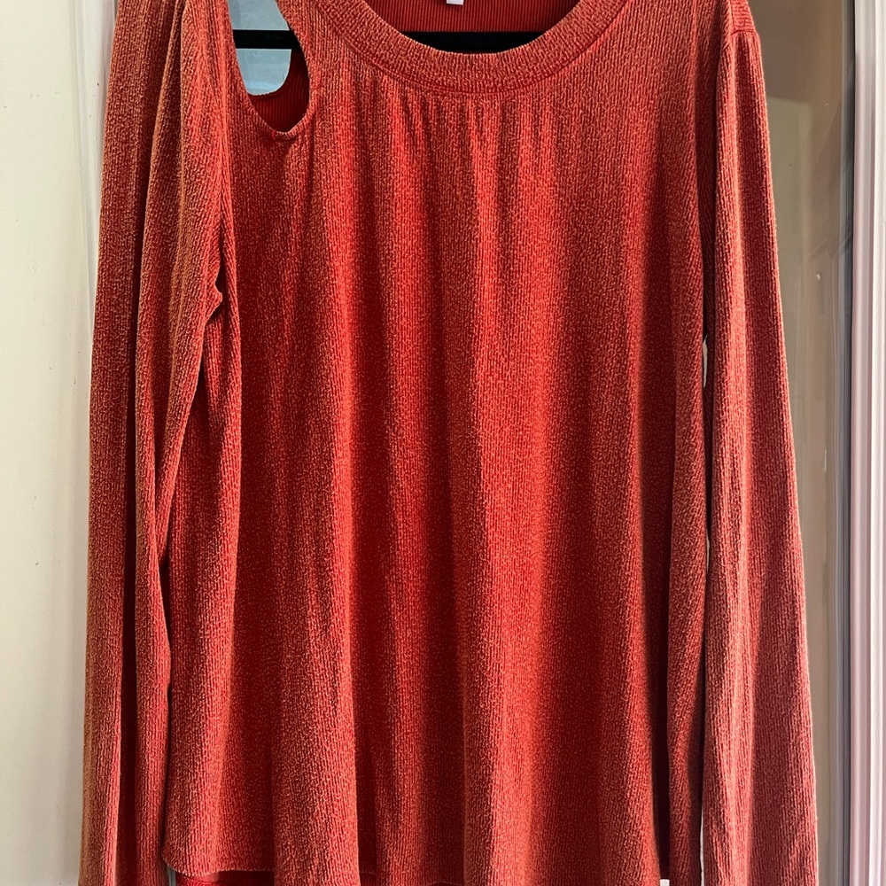 Women's Red Long Sleeve one shoulder Top